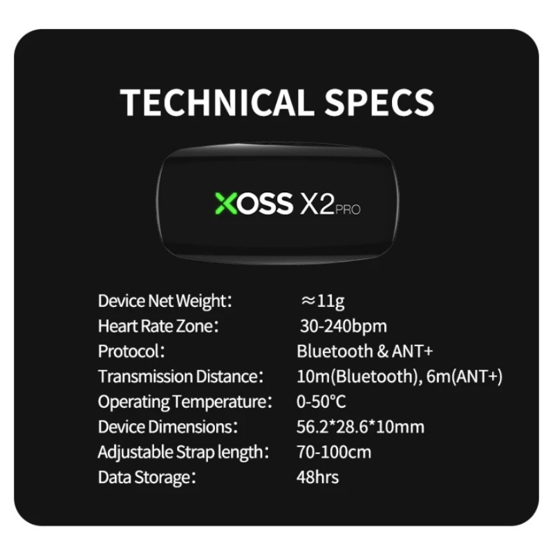 Czujnik tętna XOSS X2 Pro Blue – Heart Rate Monitor Chest Strap Ant+ recenzja i cena